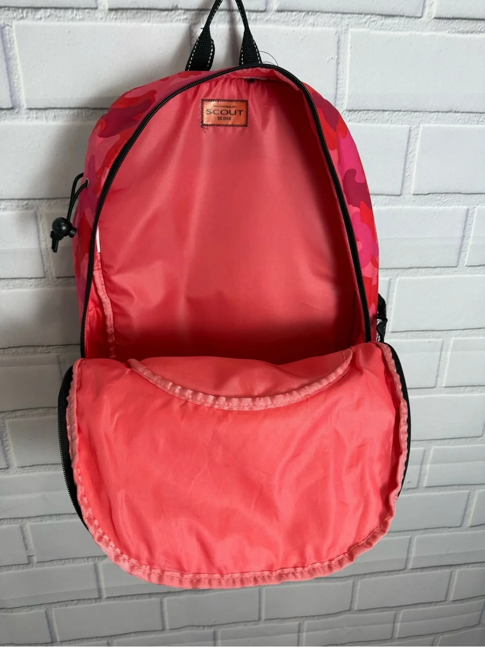 SCOUT Big Draw Pink Red Camo Backpack 12x17x7 Travel School Bag